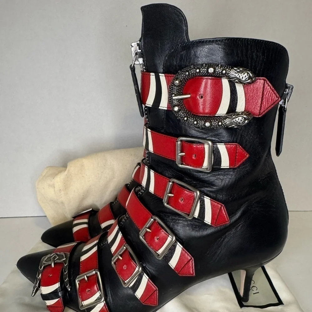 Gucci Kingsnake Dionysus Leather Multicolor Boots Size 38.
